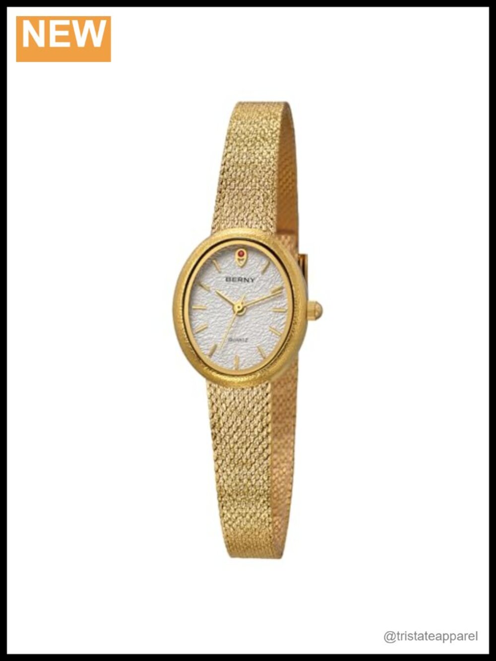 BERNY Women's Vintage Gold Watch Oval Wristwatch Retro Elegant